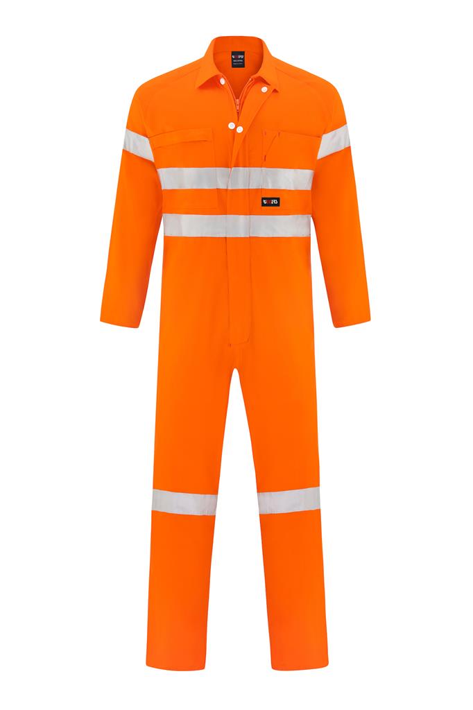 HI VIS LIGHT WEIGHT 100% COTTON DRILL OVERALL WITH REFLECTIVE