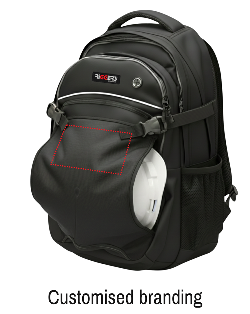 RIGGERS WATER RESISTANT BACKPACK WITH HARD HAT FLAP