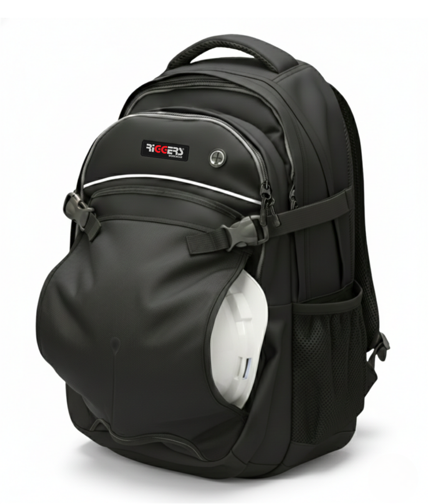 RIGGERS WATER RESISTANT BACKPACK WITH HARD HAT FLAP