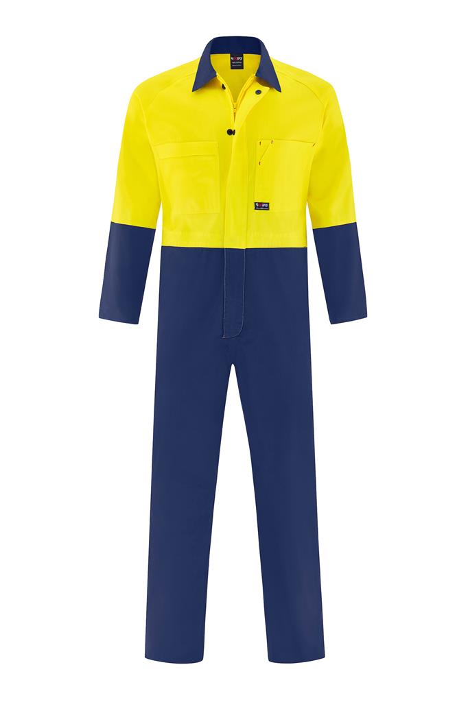 HI VIS LIGHT WEIGHT 100% COTTON DRILL OVERALL TWO TONE