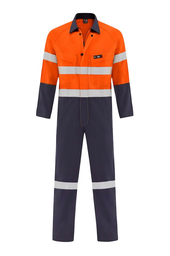 INDURA ULTRASOFT FIRE RETARDANT HI VIS HRC2 OVERALL WITH FR REFLECTIVE TWO TONE