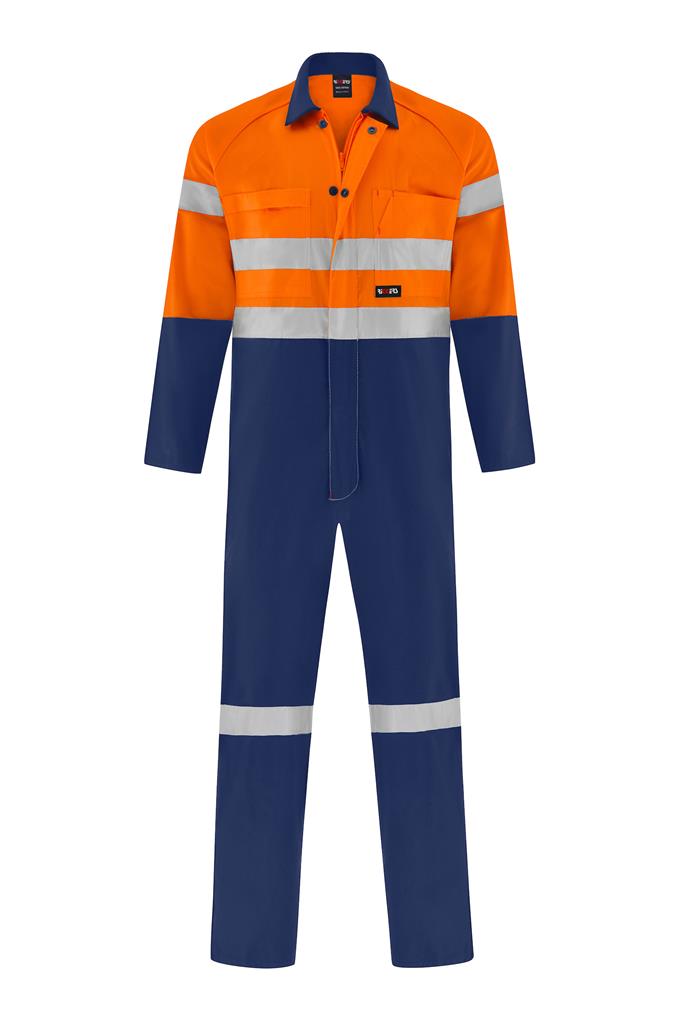 HI VIS LIGHT WEIGHT 100% COTTON DRILL OVERALL WITH REFLECTIVE TWO TONE