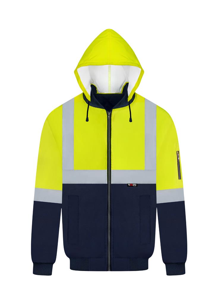 RIGGERS POLYESTER PU COATED FLYING JACKET WITH HOOD AND REFLECTIVE TWO TONE