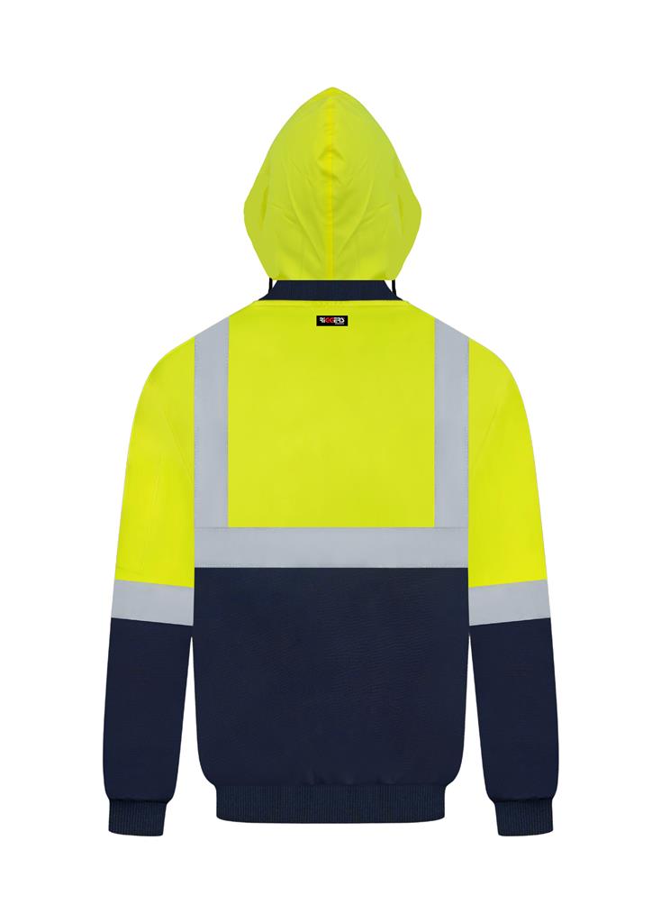 RIGGERS POLYESTER PU COATED FLYING JACKET WITH HOOD AND REFLECTIVE TWO TONE