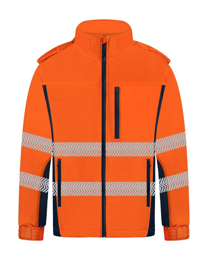 HI VIS SOFT SHELL JACKET WITH BIOMOTION REFLECTIVE TAPE TWO TONE