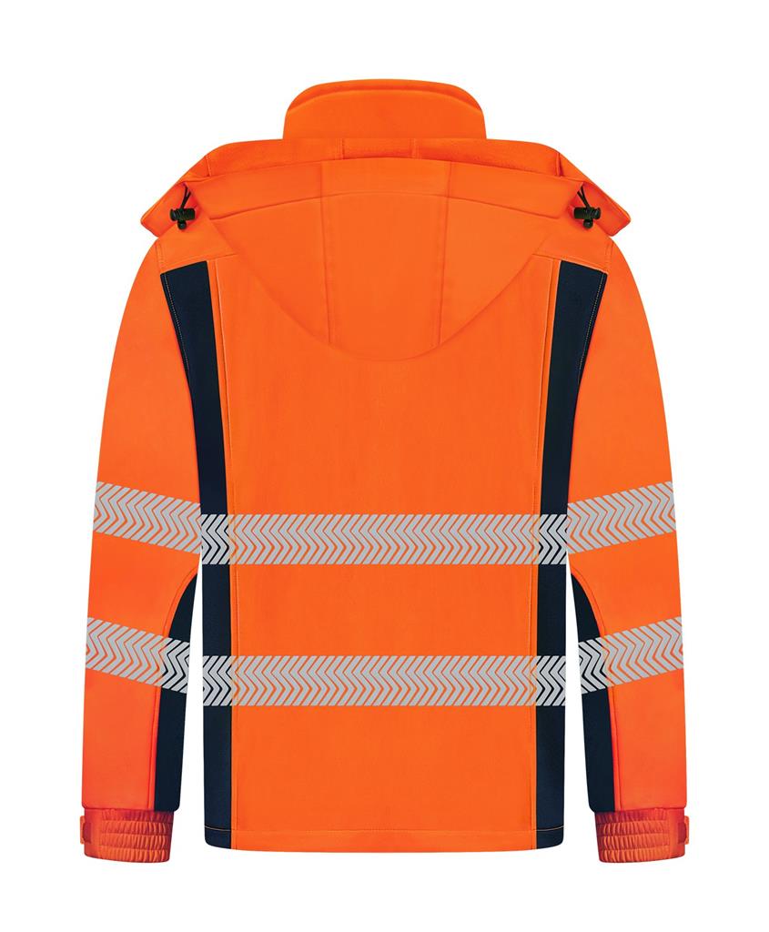 HI VIS SOFT SHELL JACKET WITH BIOMOTION REFLECTIVE TAPE TWO TONE