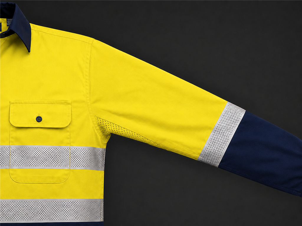 RIGGERS AIRFLEX LADIES LONG SLEEVE CLOSED FRONT COTTON DRILL SHIRT W/ PERFORATED REFLECTIVE TWO TONE