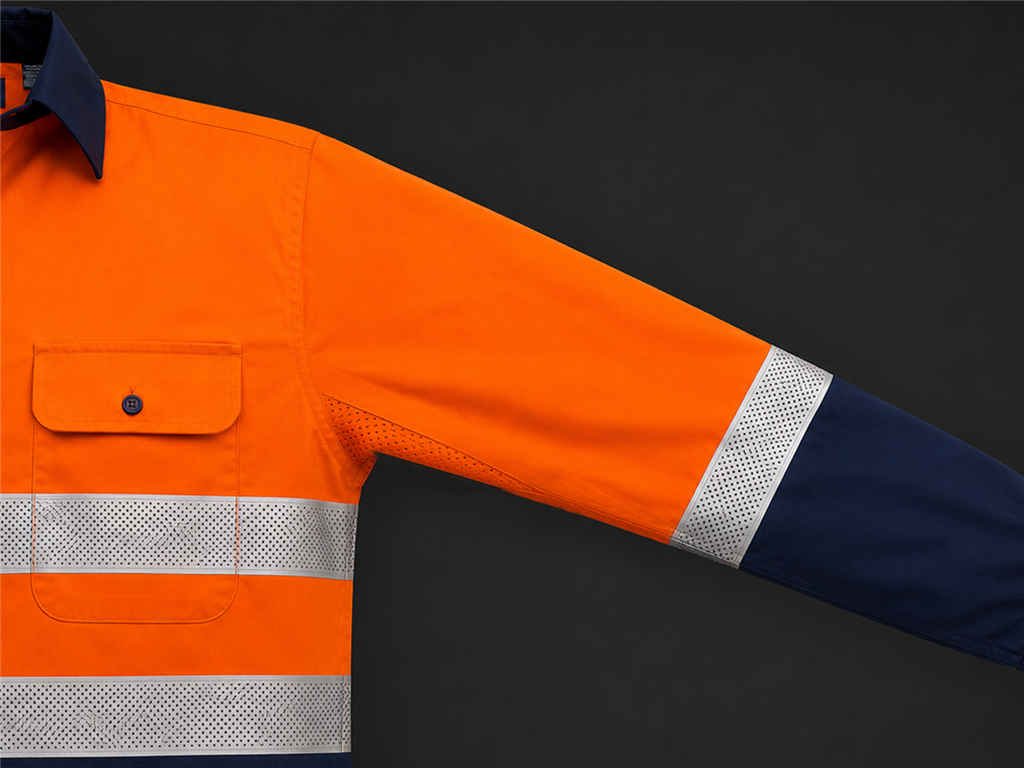 RIGGERS AIRFLEX LADIES LONG SLEEVE COTTON DRILL SHIRT WITH PERFORATED REFLECTIVE TWO TONE