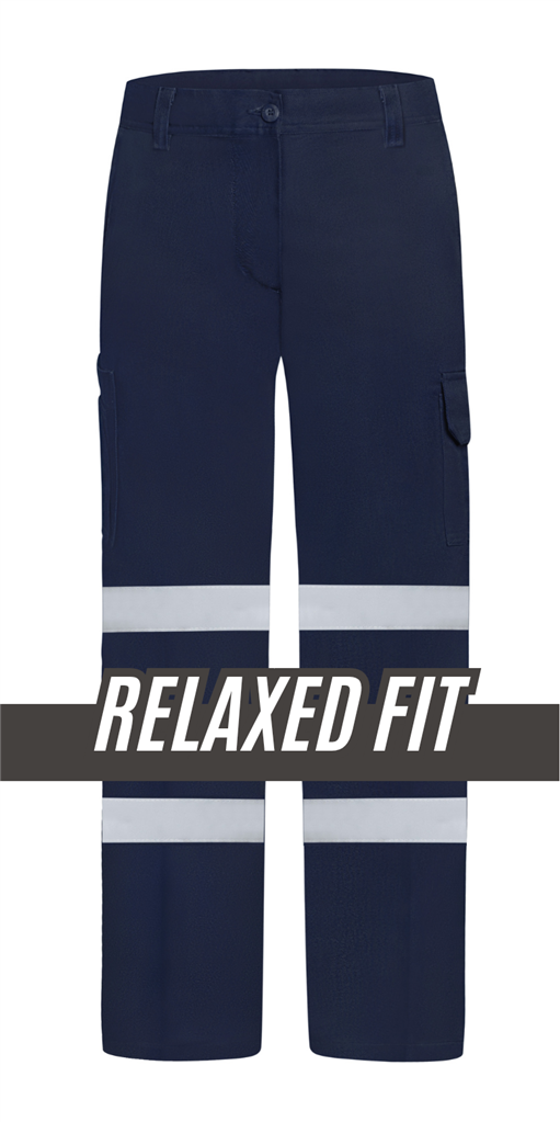 LADIES LIGHT WEIGHT 100% COTTON TROUSERS WITH DOUBLE REFLECTIVE