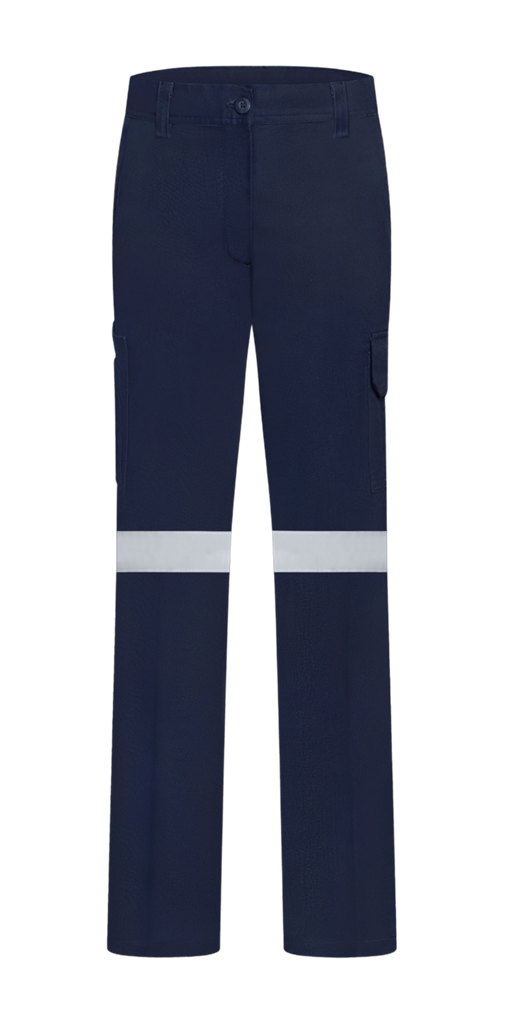 LADIES LIGHT WEIGHT 100% COTTON DRILL TROUSERS WITH REFLECTIVE