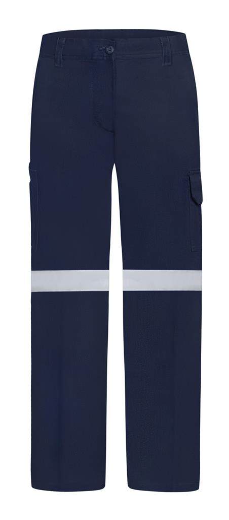 LADIES LIGHT WEIGHT 100% COTTON DRILL TROUSERS WITH REFLECTIVE