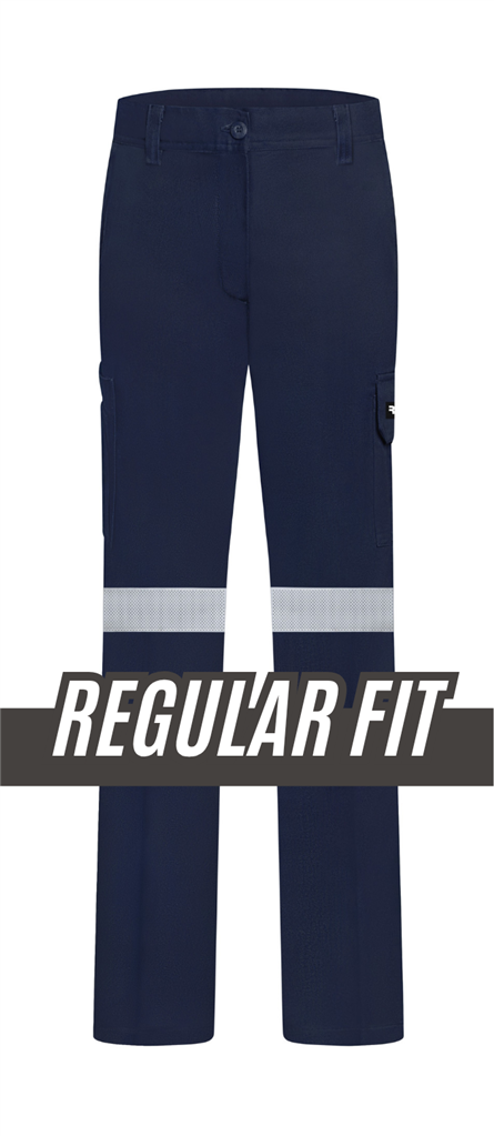 RIGGERS LADIES HEAVY WEIGHT 100% COTTON DRILL TROUSERS WITH PERFORATED REFLECTIVE AND CROTCH GUSSET