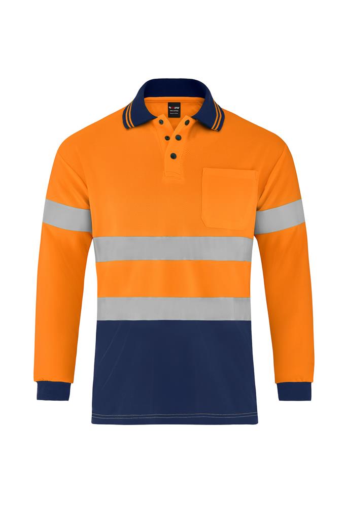 RIGGERS LONG SLEEVE MICROMESH POLO WITH STRETCH REFLECTIVE TWO TONE