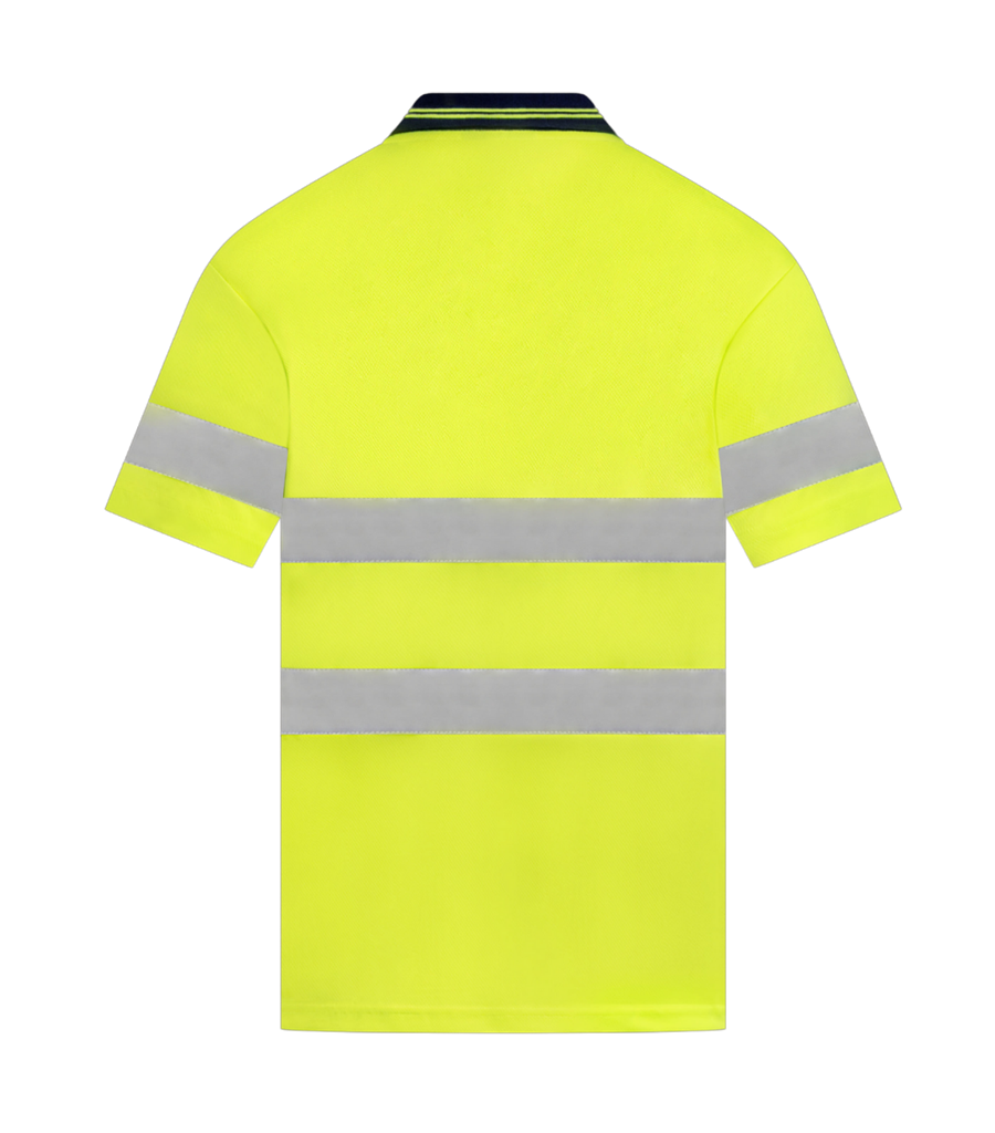 HI VIS SHORT SLEEVE MICROMESH POLO WITH REFLECTIVE TWO TONE