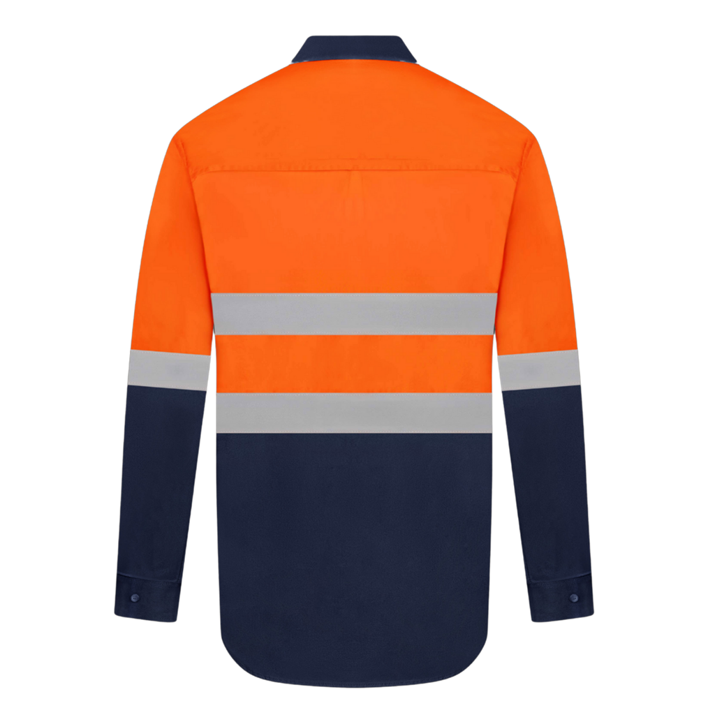 HI VIS ULTRA COOL LONG SLEEVE 100% COTTON VENTED SHIRT WITH REFLECTIVE TWO TONE