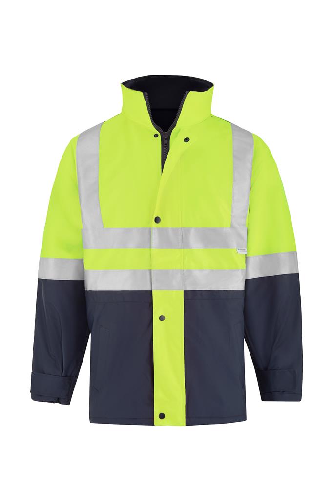 HI VIS SAFETY QUILTED STORM JACKET WITH REFLECTIVE TWO TONE