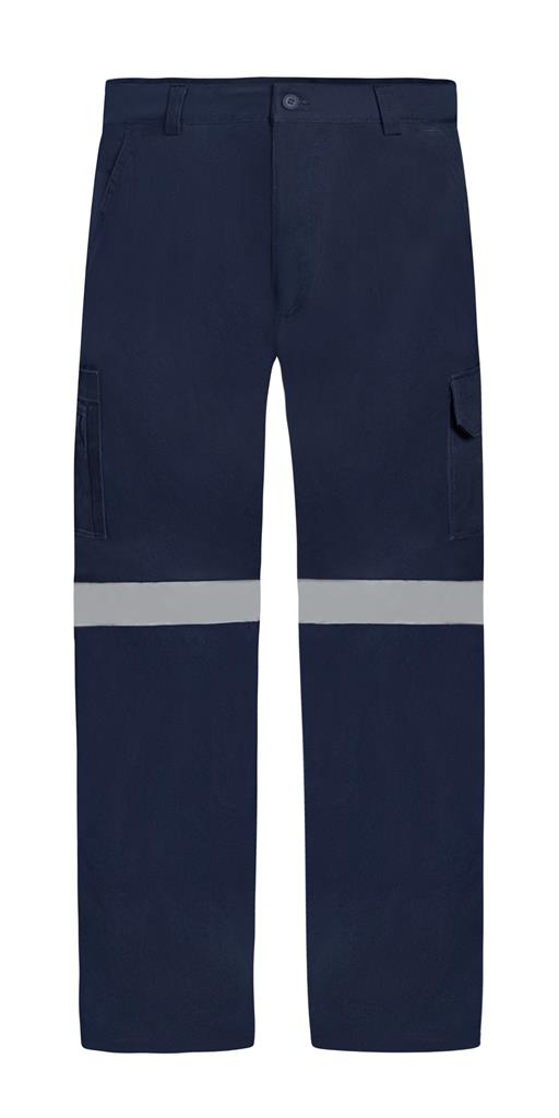 HEAVY WEIGHT 100% COTTON DRILL CARGO TROUSERS WITH REFLECTIVE