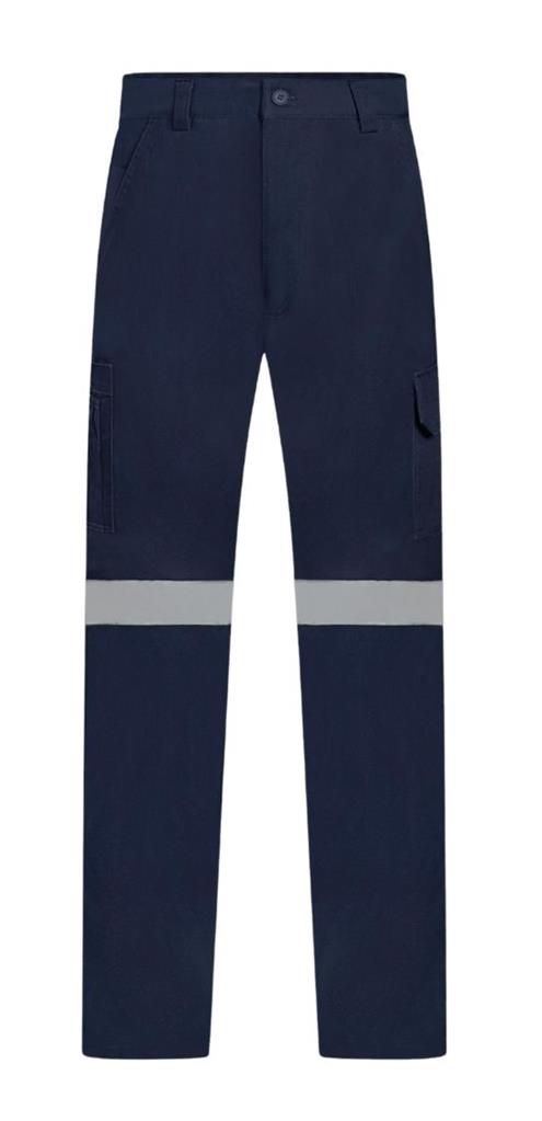 HEAVY WEIGHT 100% COTTON DRILL CARGO TROUSERS WITH REFLECTIVE