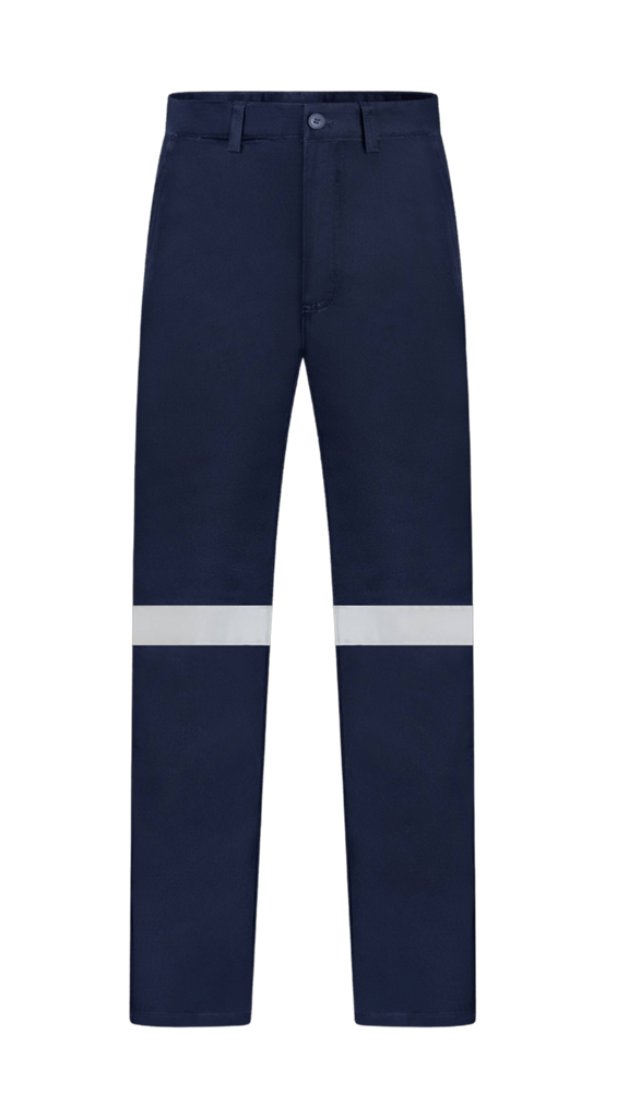 HEAVY WEIGHT 100% COTTON DRILL TROUSERS WITH REFLECTIVE