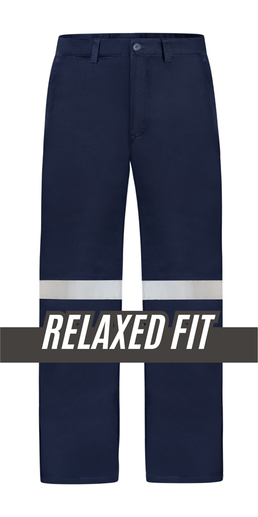 HEAVY WEIGHT 100% COTTON DRILL TROUSERS WITH REFLECTIVE