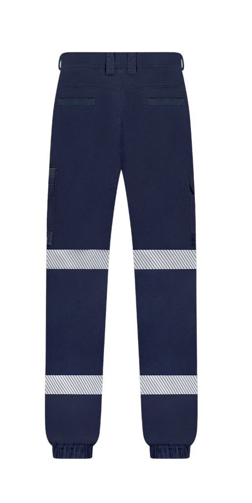 RIGGERS MID-WEIGHT STRETCH CARGO CUFFED TROUSERS WITH BIOMOTION REFLECTIVE TAPE NAVY