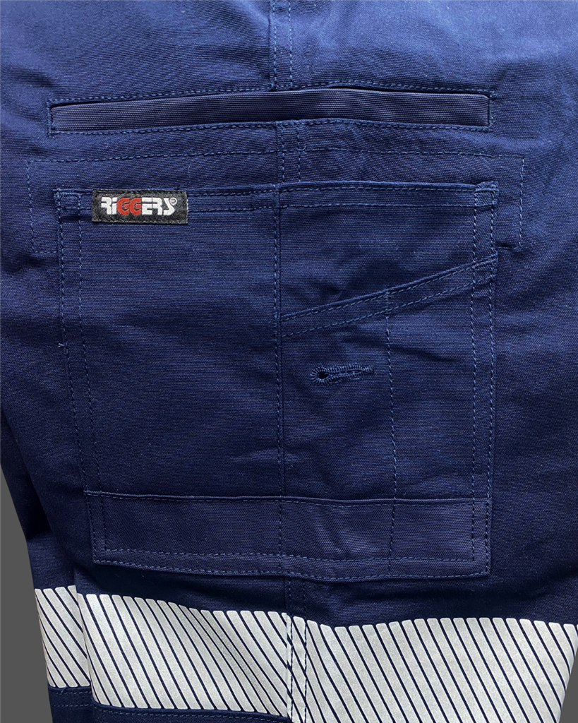 RIGGERS MID-WEIGHT STRETCH CARGO TROUSERS WITH BIOMOTION REFLECTIVE TAPE NAVY