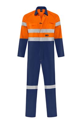 HI VIS LIGHT WEIGHT 100% COTTON DRILL OVERALL WITH REFLECTIVE TWO TONE