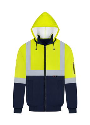 RIGGERS POLYESTER PU COATED FLYING JACKET WITH HOOD AND REFLECTIVE TWO TONE