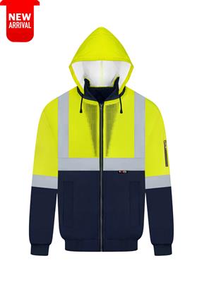 RIGGERS POLYESTER PU COATED FLYING JACKET WITH HOOD AND REFLECTIVE TWO TONE
