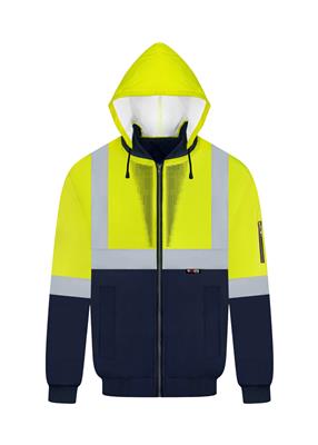 RIGGERS POLYESTER PU COATED FLYING JACKET WITH HOOD AND REFLECTIVE TWO TONE