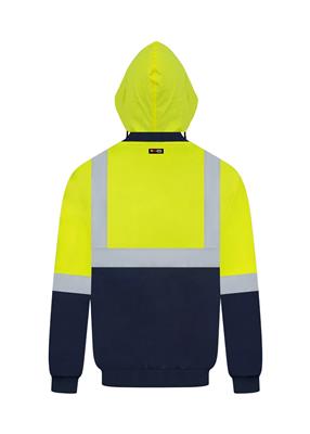 RIGGERS POLYESTER PU COATED FLYING JACKET WITH HOOD AND REFLECTIVE TWO TONE