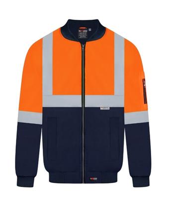 HI VIS POLYESTER PU COATED FLYING JACKET WITH REFLECTIVE TWO TONE