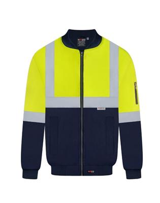 HI VIS POLYESTER PU COATED FLYING JACKET WITH REFLECTIVE TWO TONE