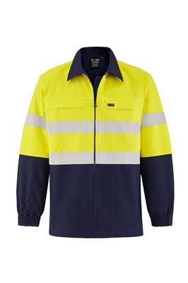 HI VIS 100% COTTON DRILL SAFETY JACKET WITH REFLECTIVE TWO TONE