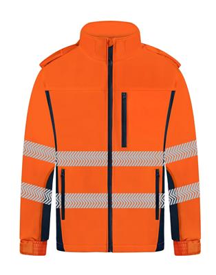 HI VIS SOFT SHELL JACKET WITH BIOMOTION REFLECTIVE TAPE TWO TONE