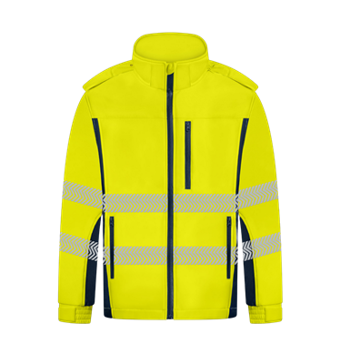 HI VIS SOFT SHELL JACKET WITH BIOMOTION REFLECTIVE TAPE TWO TONE