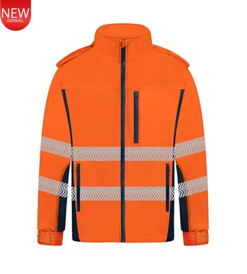 HI VIS SOFT SHELL JACKET WITH BIOMOTION REFLECTIVE TAPE TWO TONE