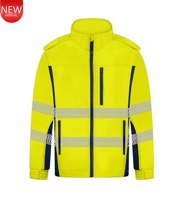 RIGGERS HIVIS SOFT SHELL JACKET WITH BIOMOTION REFLECTIVE TAPE TWO TONE