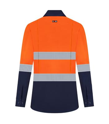 RIGGERS AIRFLEX LADIES LONG SLEEVE CLOSED FRONT COTTON DRILL SHIRT W/ PERFORATED REFLECTIVE TWO TONE