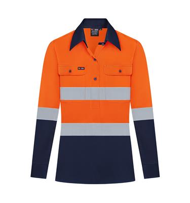 RIGGERS AIRFLEX LADIES LONG SLEEVE CLOSED FRONT COTTON DRILL SHIRT W/ PERFORATED REFLECTIVE TWO TONE