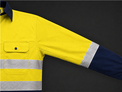 RIGGERS AIRFLEX LADIES LONG SLEEVE CLOSED FRONT COTTON DRILL SHIRT W/ PERFORATED REFLECTIVE TWO TONE