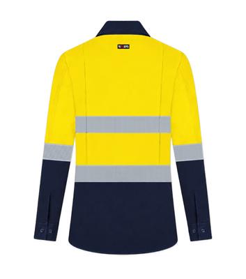 RIGGERS AIRFLEX LADIES LONG SLEEVE COTTON DRILL SHIRT WITH PERFORATED REFLECTIVE TWO TONE