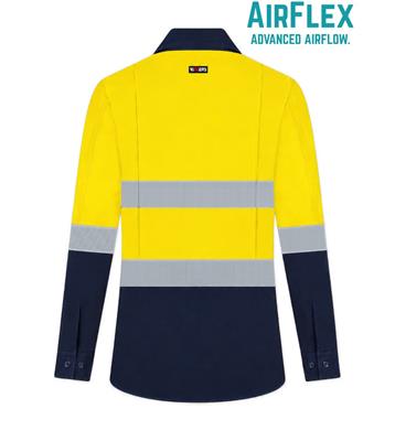 RIGGERS AIRFLEX LADIES LONG SLEEVE COTTON DRILL SHIRT WITH PERFORATED REFLECTIVE TWO TONE