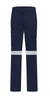 LADIES LIGHT WEIGHT 100% COTTON DRILL TROUSERS WITH REFLECTIVE