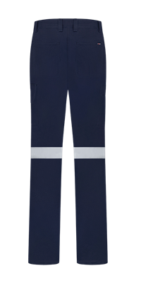 LADIES LIGHT WEIGHT 100% COTTON DRILL TROUSERS WITH REFLECTIVE