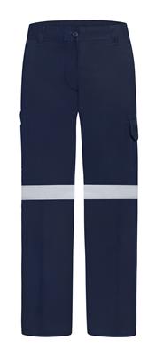 LADIES LIGHT WEIGHT 100% COTTON DRILL TROUSERS WITH REFLECTIVE