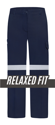 LADIES LIGHT WEIGHT 100% COTTON DRILL TROUSERS WITH REFLECTIVE