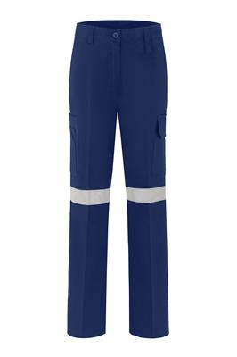LADIES LIGHT WEIGHT 100% COTTON DRILL TROUSERS WITH REFLECTIVE