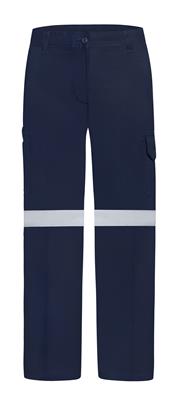 LADIES HEAVY WEIGHT 100% COTTON DRILL TROUSERS WITH REFLECTIVE