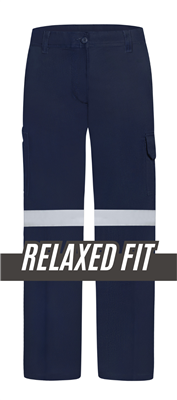 LADIES HEAVY WEIGHT 100% COTTON DRILL TROUSERS WITH REFLECTIVE